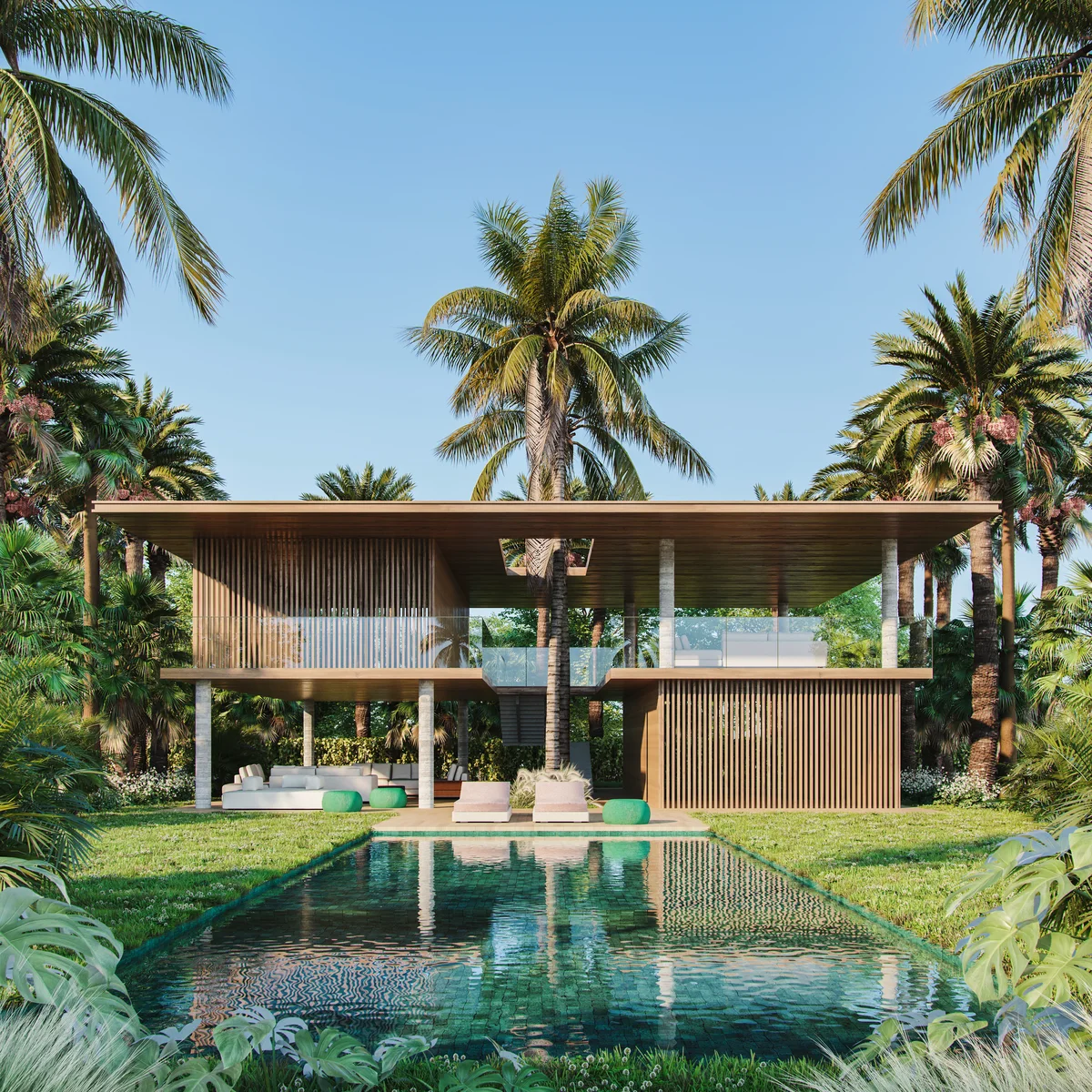 Residência tropical com piscina — Arquitetura Digital