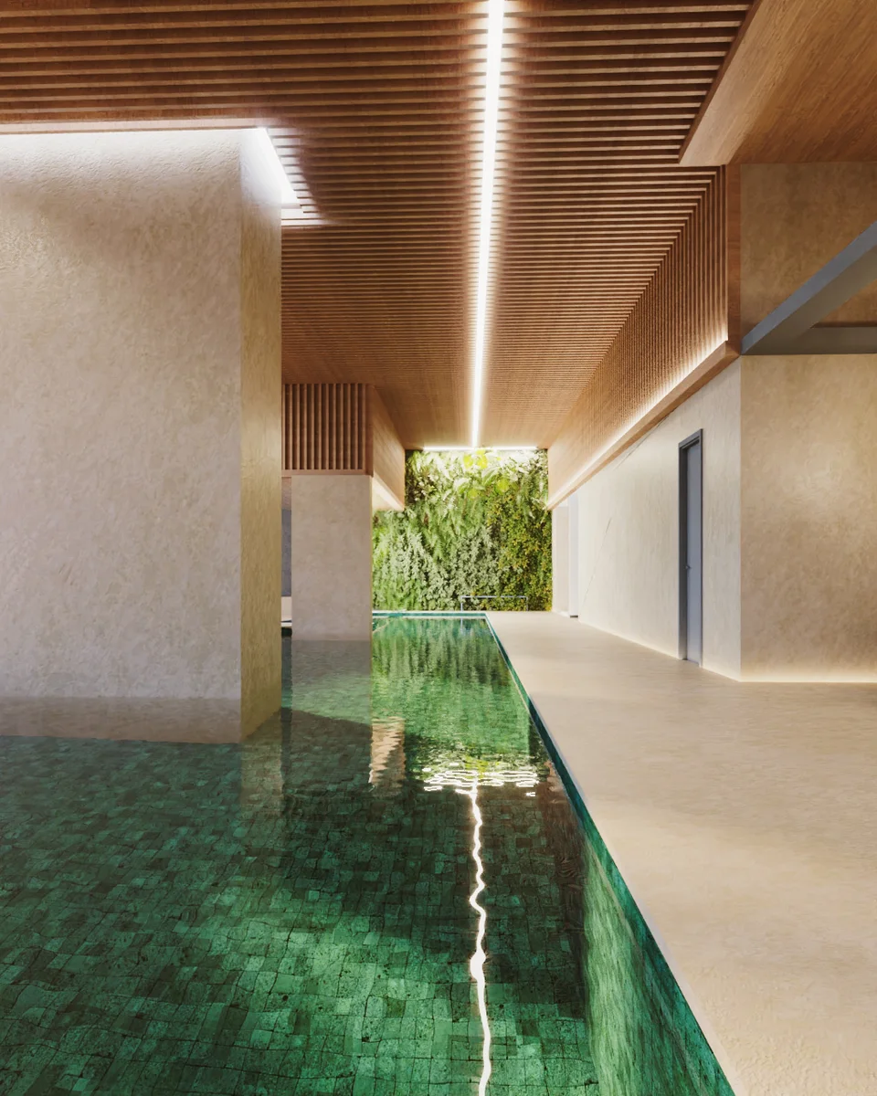Piscina coberta com luz natural — Arquitetura Digital