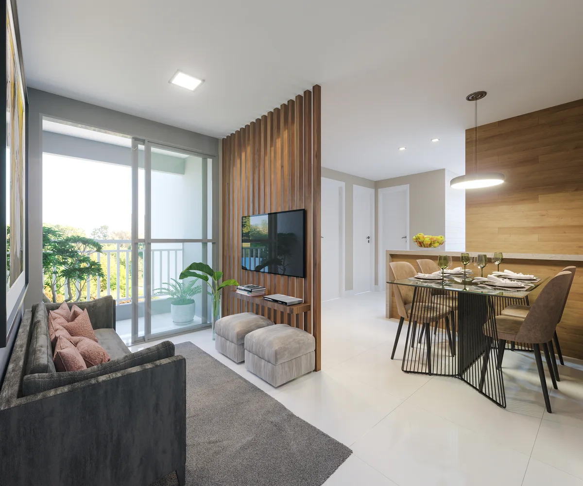 Sala de estar com luz natural — Arquitetura Digital