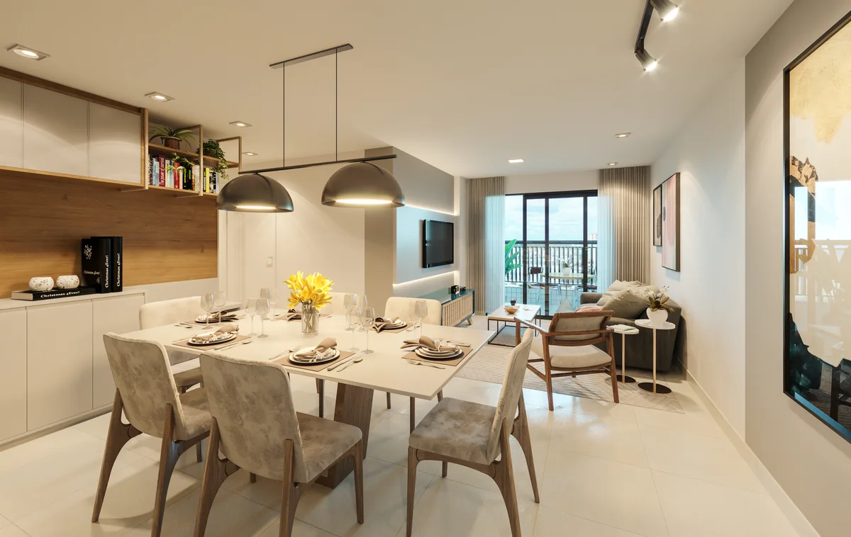 Sala de jantar e cozinha integrada — Arquitetura Digital