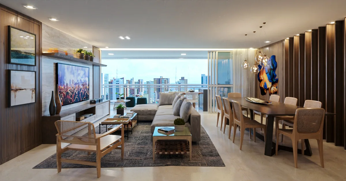Living e jantar integrados — Arquitetura Digital
